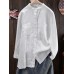 Women Vintage Long Sleeve Buttons Stand Collar Blouse