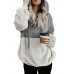 Plus Size Women Casual Two Tone Patchwork Fleece Hooded Sweatshirt