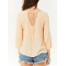 Casual Women Hollow up Patchwork Long Sleeve Blouse