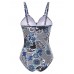 Plus Size L-5XL Printed Cover Belly One Piece Swimsuit Women Swimwear