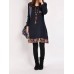 Casual Women Long Sleeve O-Neck Layer Floral Patchwork Dress