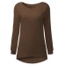 Women Winter Casual Pure Color Long Sleeve Crew Neck Tops Sweaters